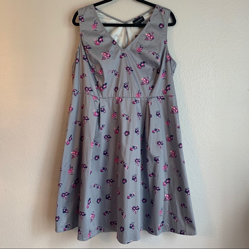 Lane Bryant Outlet Gray A Line Floral Dress 18
